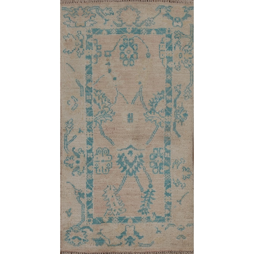 Muted Traditional Oushak Turkish Oriental Wool Rug Hand-knotted Carpet - 2'0" x 3'10"