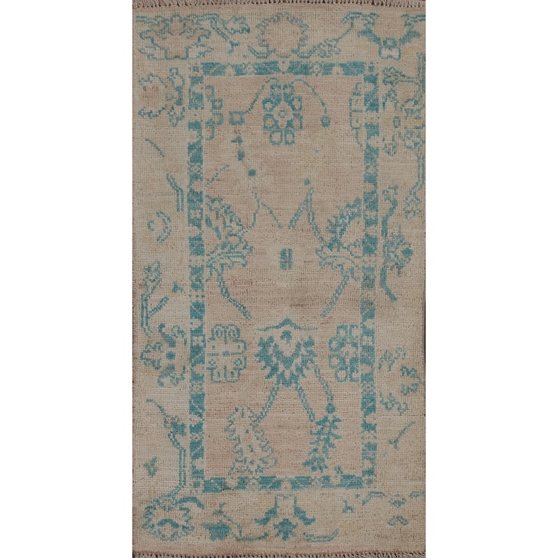 Muted Traditional Oushak Turkish Oriental Wool Rug Hand-knotted Carpet - 2'0" x 3'10"