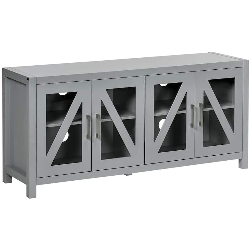 Gray 51" TV Stand with Adjustable Shelves & Glass Doors for TVs Up to 58" - Gray