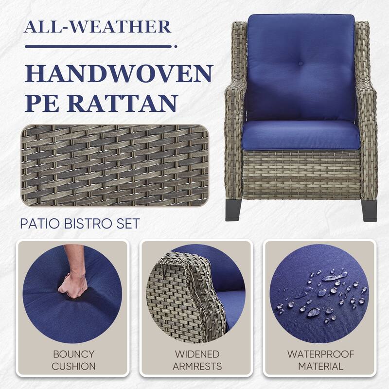 Gymojoy Patio Club Chair Wicker Chairs with Side Table - Grey