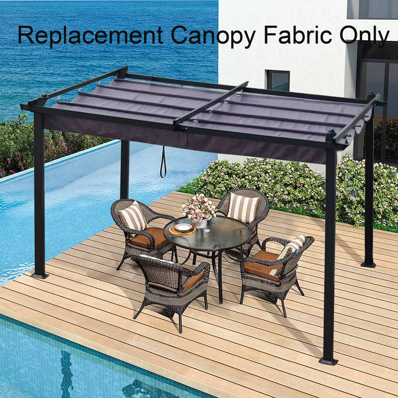 10x10ft Retractable Pergola Replacement Canopy with Sun Protection