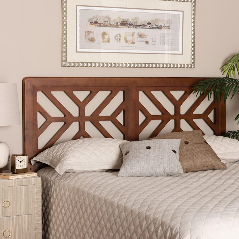 Kalare Wood Headboard with Geometric Cutout Design - Modern Decorative Panel for Bed Frame, Contemporary Bedroom Accent