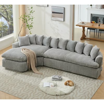 127'' L-Shape Left Sectional Sofa with 10 Back Cushions, No Assembly