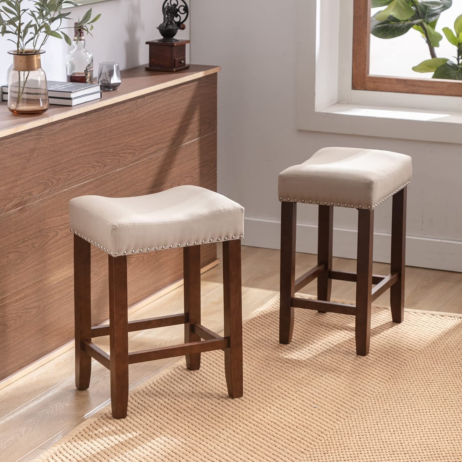Backless counter stools with cushion outlet