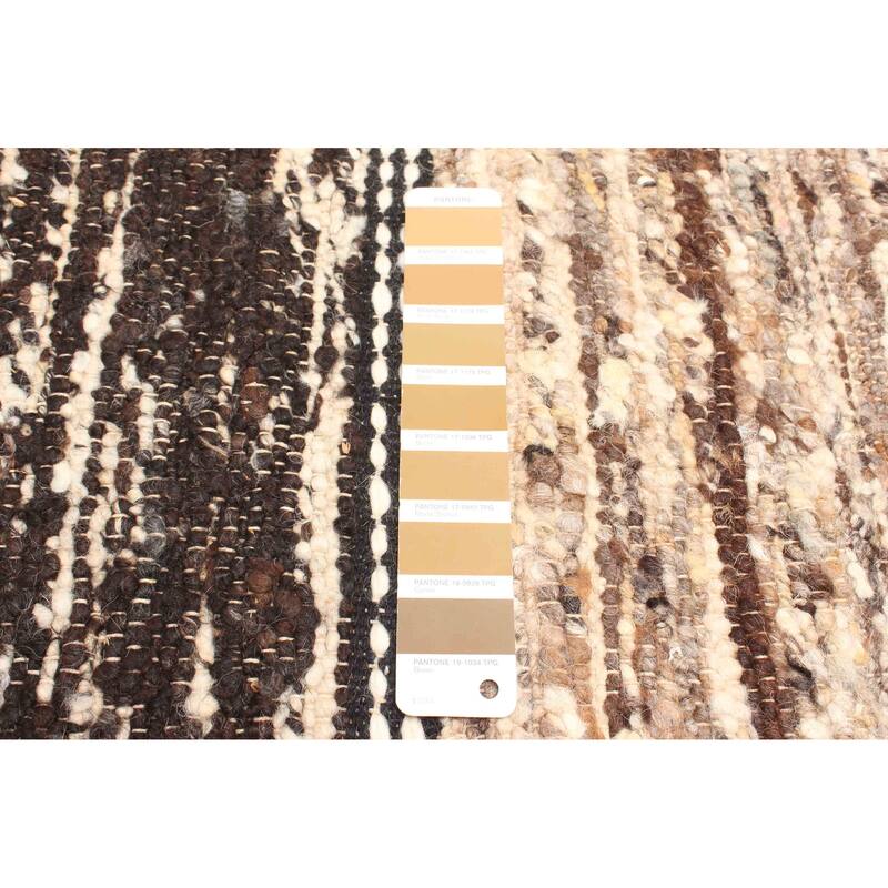 ECARPETGALLERY Braid weave Sienna Brown Wool Rug - 5'4 x 7'11