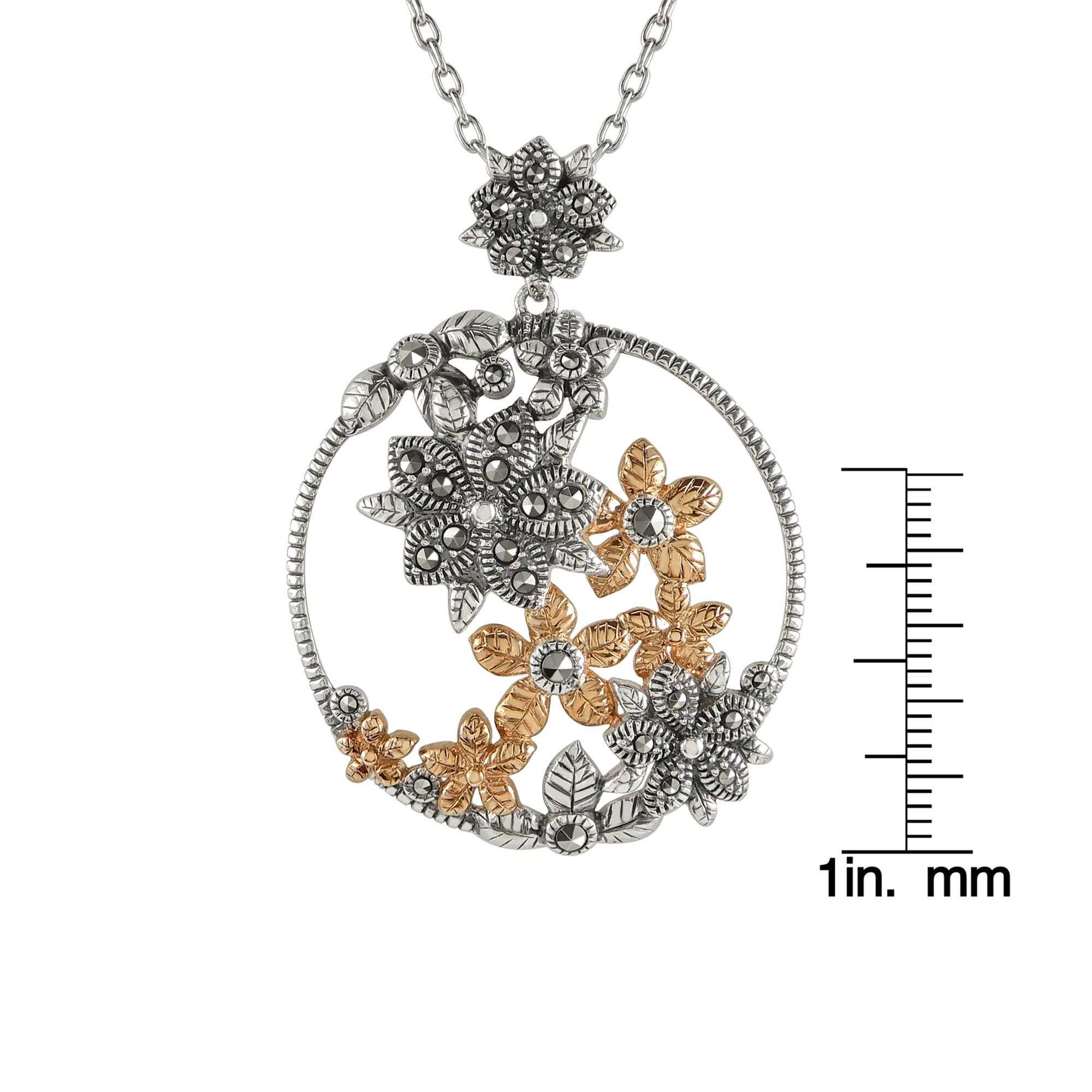 Sterling Silver Oxidized with Marcasite Tree Pendant