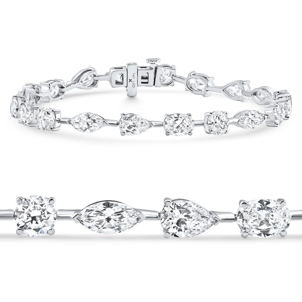 Bliss Diamond 10Ct Mixed Cut Diamond Tennis Bracelet 7" White Gold Lab Grown