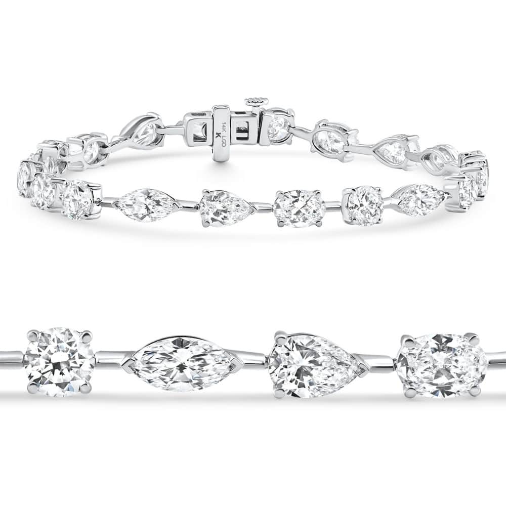 Bliss Diamond 10Ct Mixed Cut Diamond Tennis Bracelet 7" White Gold Lab Grown