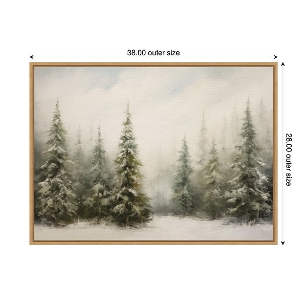 Kate and Laurel Sylvie Framed Canvas Traditional Snowy Forest Landscape by The Creative Bunch Studio