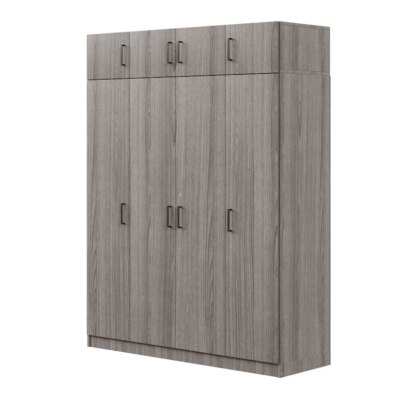 4-Door Wardrobe with 1 Drawer and Top Cabinet