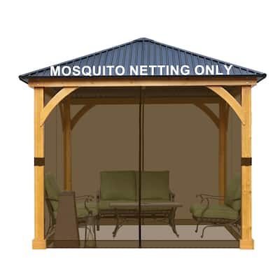 Aoodor 12'x12' Replacement Gazebo Mosquito Netting 4-Panel Sidewalls