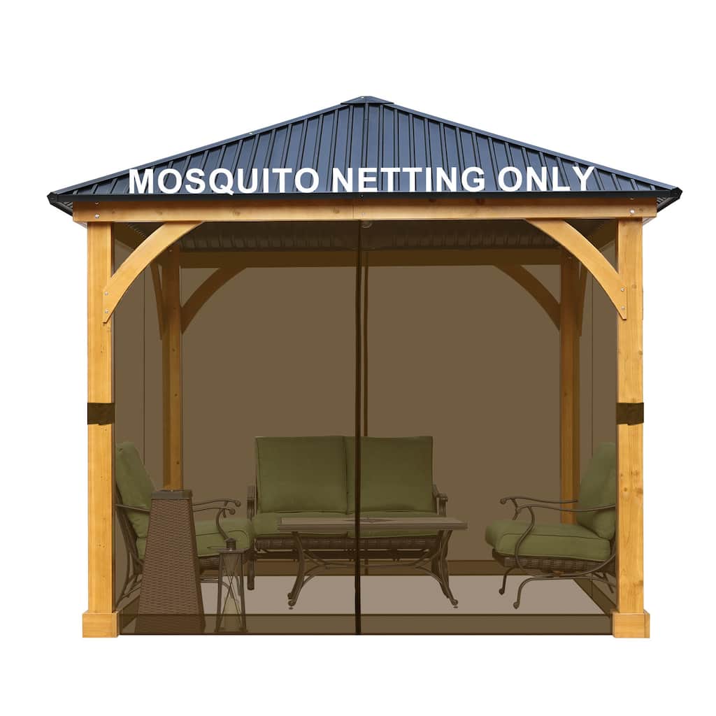 Aoodor 12'x12' Replacement Gazebo Mosquito Netting 4-Panel Sidewalls