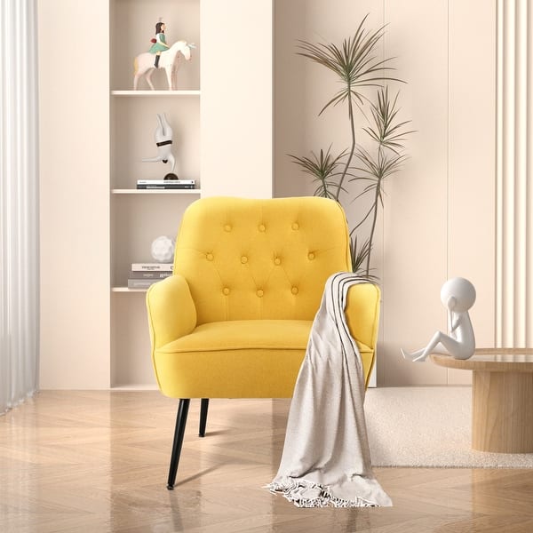 Ouyessir Velvet Upholstered Accent Chair Armchair with Gold Metal
