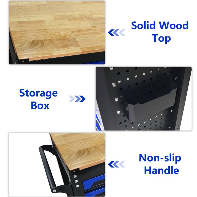 Mobile 7-Drawer Tool Cart, 30" Rolling Steel Storage Cabinet