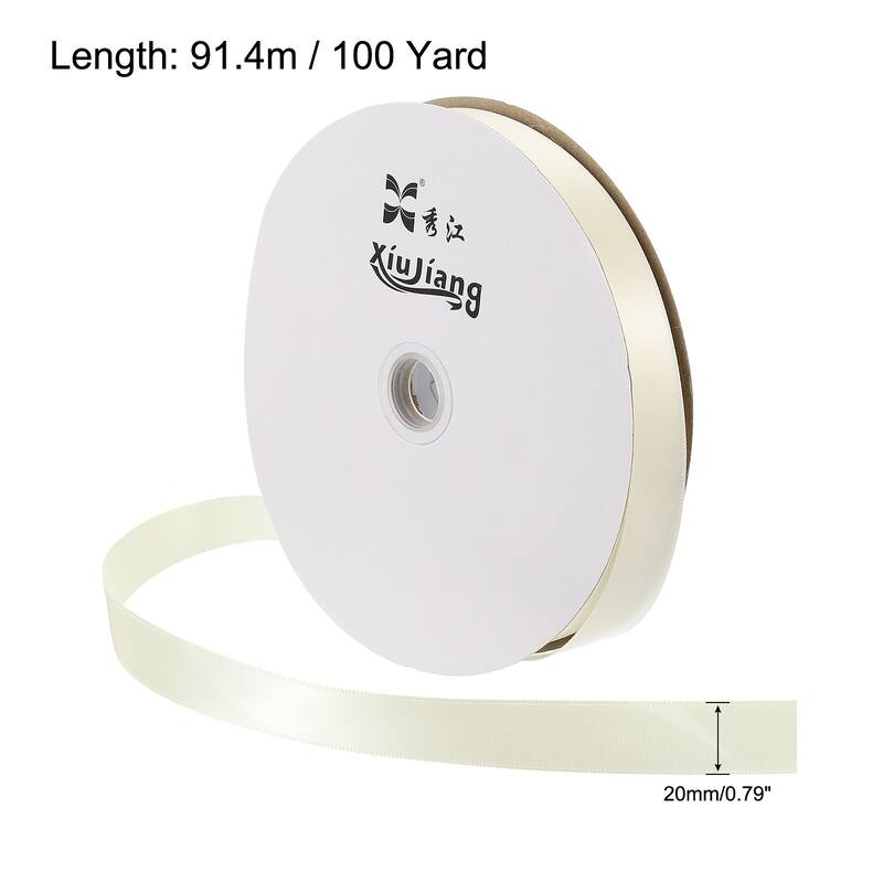 Satin Ribbon, Double Face Solid Crafts Roll for Party Home Decoration - Ceramic White