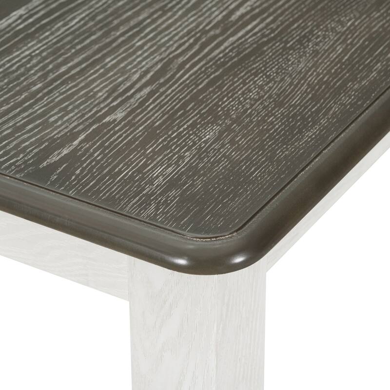 7 -Piece Wood Piece Dining Set, Retro Style Extendable Table 6 Upholstered Chairs for Kitchen Dinette Room, Antique Brown+White