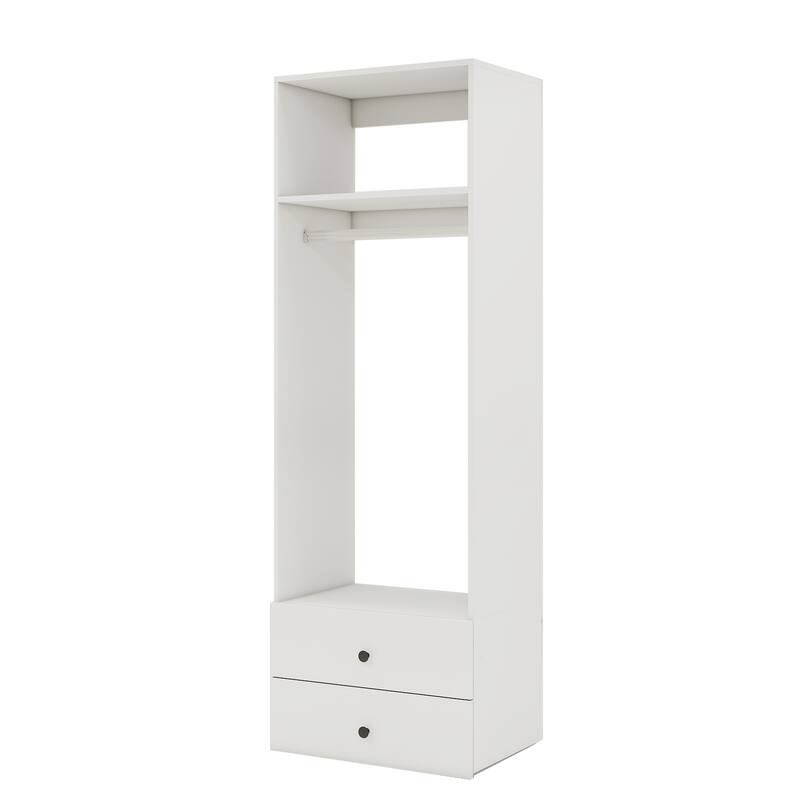 Modular Closet System Organizer with Hanging Rod and Adjustable Shelves, Wall-Mounted Walk in Closet Organizer with Drawers