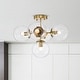 preview thumbnail 1 of 8, Haaris Semi Flush Mount Ceiling Light Modern-Globe Style Satin Gold Polished Finish 5-Light - N/A