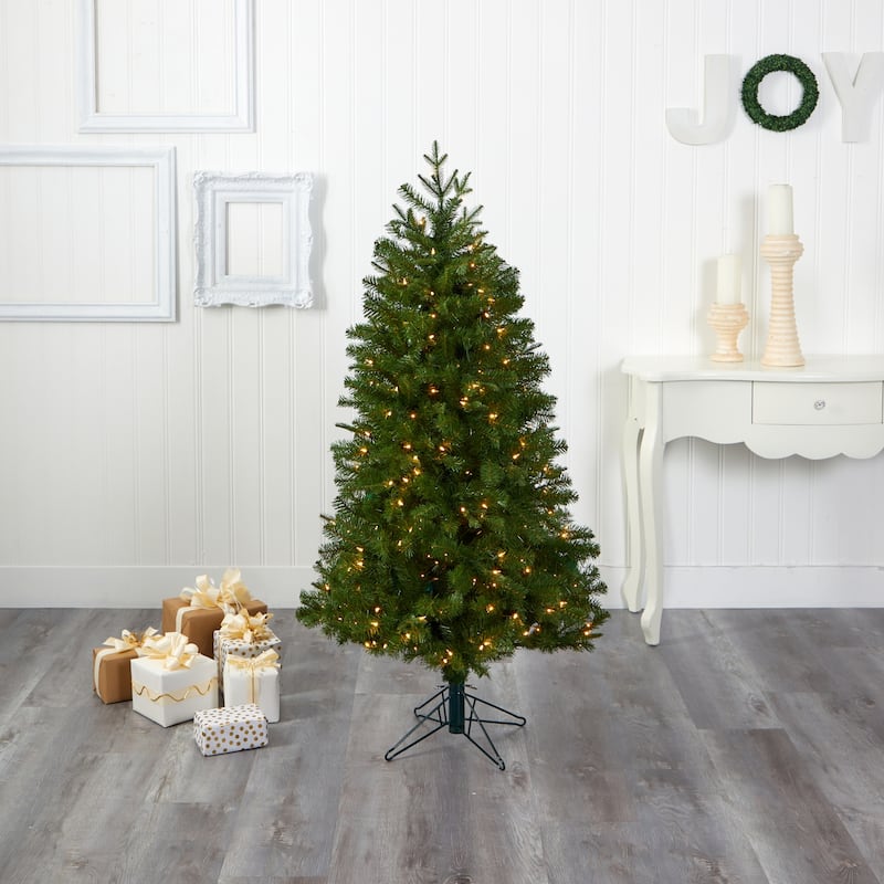 5ft. Spruce Artificial Christmas Tree with 200 Warm White Lights and 461 Bendable Branches - Perfect Small-Space Tree