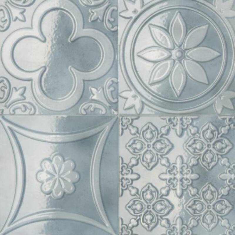 Coat of Arms 5.9x5.9 Azul Glossy Textured Polished Ceramic Wall Tile