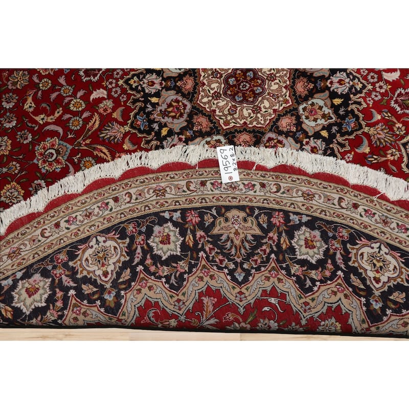 8'2''x8'2'' Round Hand Knotted Wool Red Traditional Oriental Area Rug - 8' 2'' x 8' 2''-Round