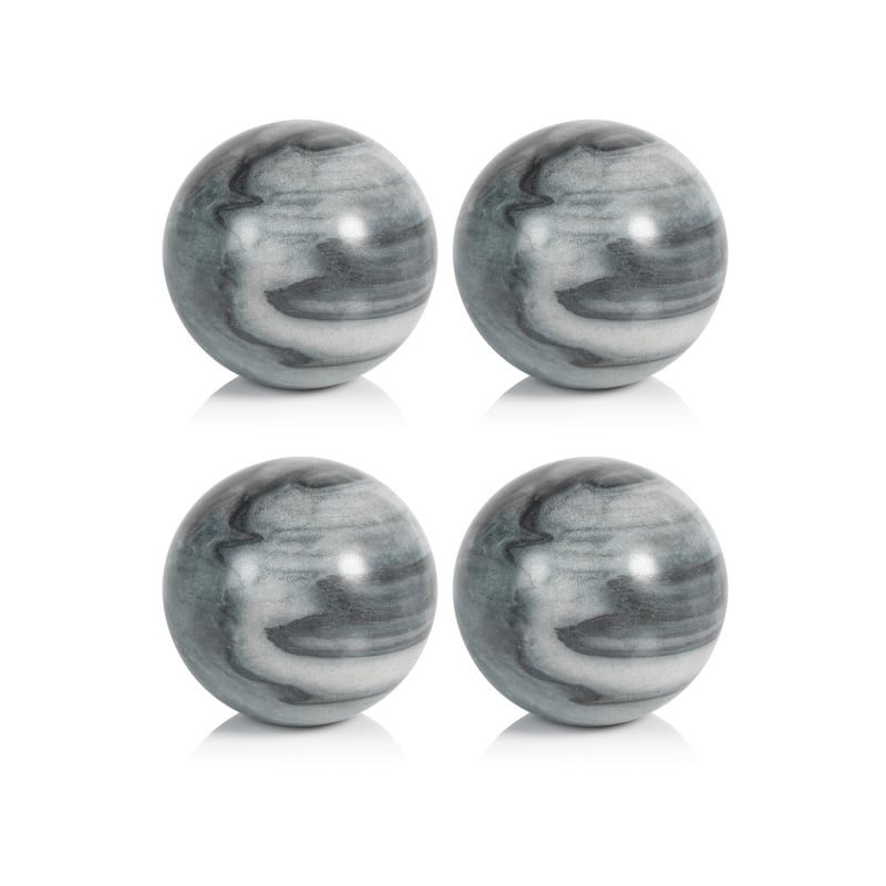 Monza Gray Marble Fill Decorative Balls, Set of 4