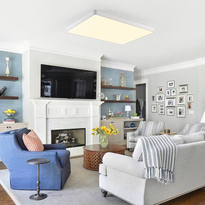 Dimmable LED Wide Rectangular Flush Mount Light 33.9 in