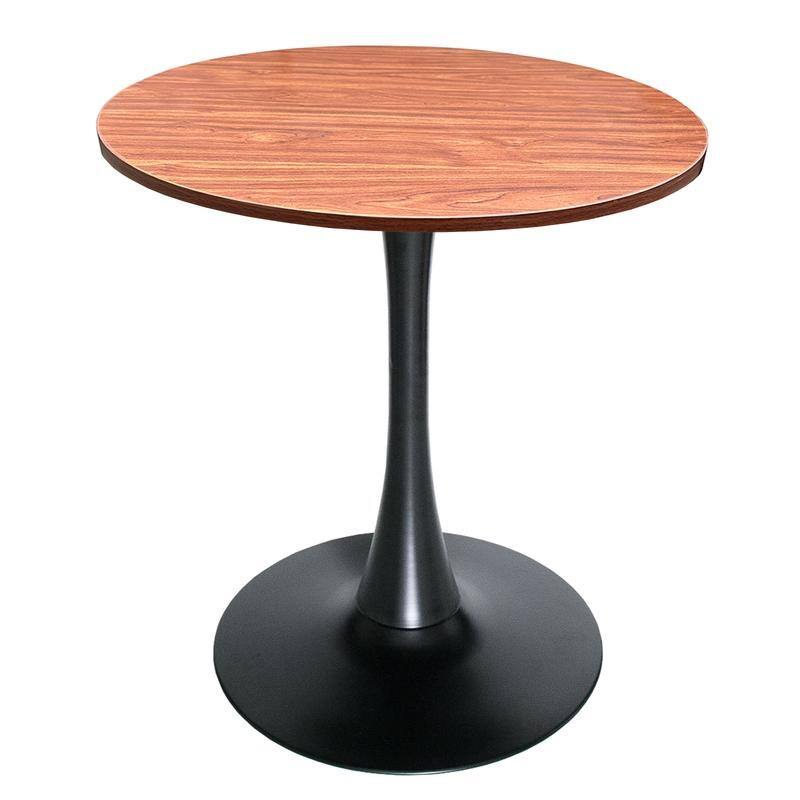 Bristol 27" Round Dining Table for 4 with Solid Wood Tabletop in Sleek Black Pedestal Base for Kitchen & Dining Room - 27.56" - Cognac Brown