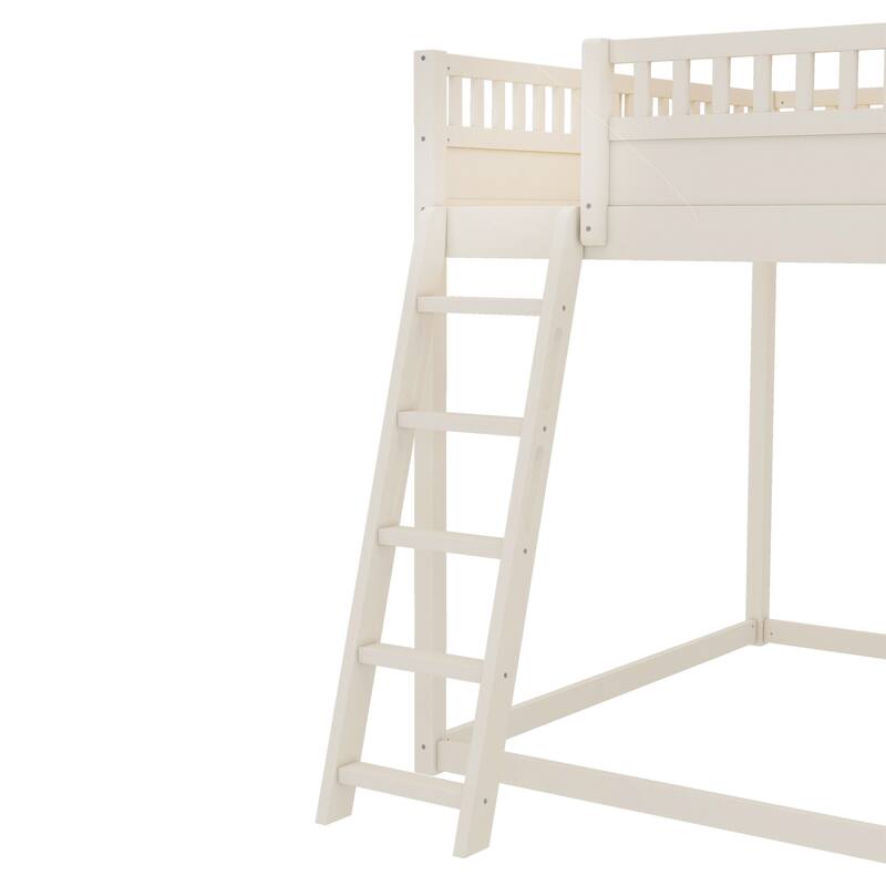 Minimalist Wood Loft Bed Frame with Upholstered Headboard, Storage Open Shelves, Safety Guardrails, Ladder and Slide for Kids