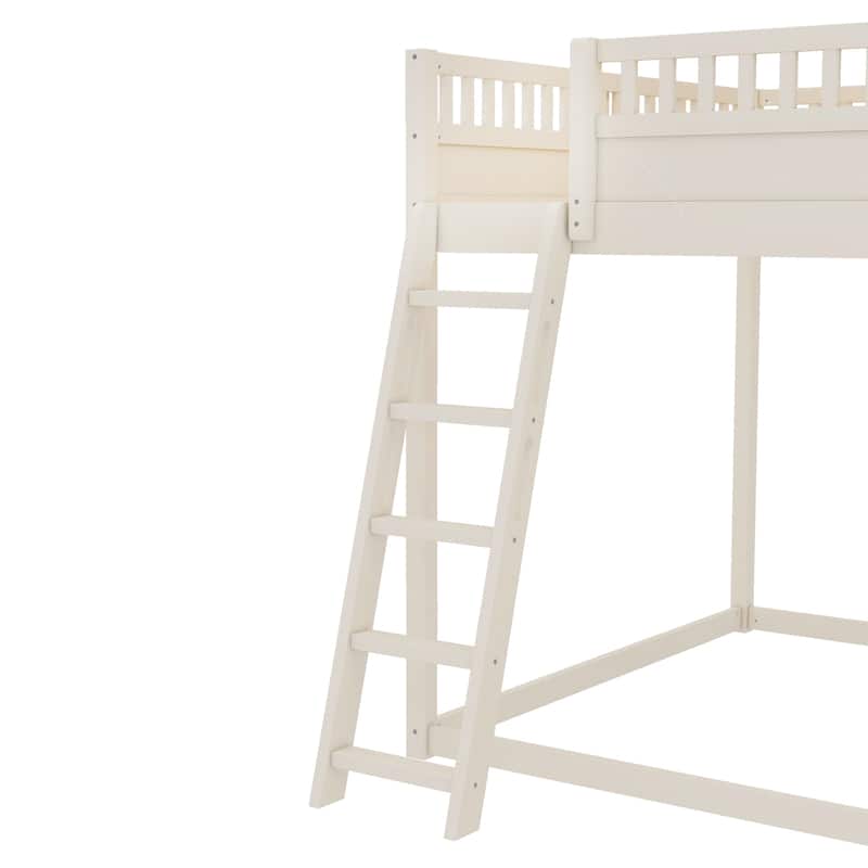 Queen/Full Loft Bed with Upholstered Headboard, Storage & Slide