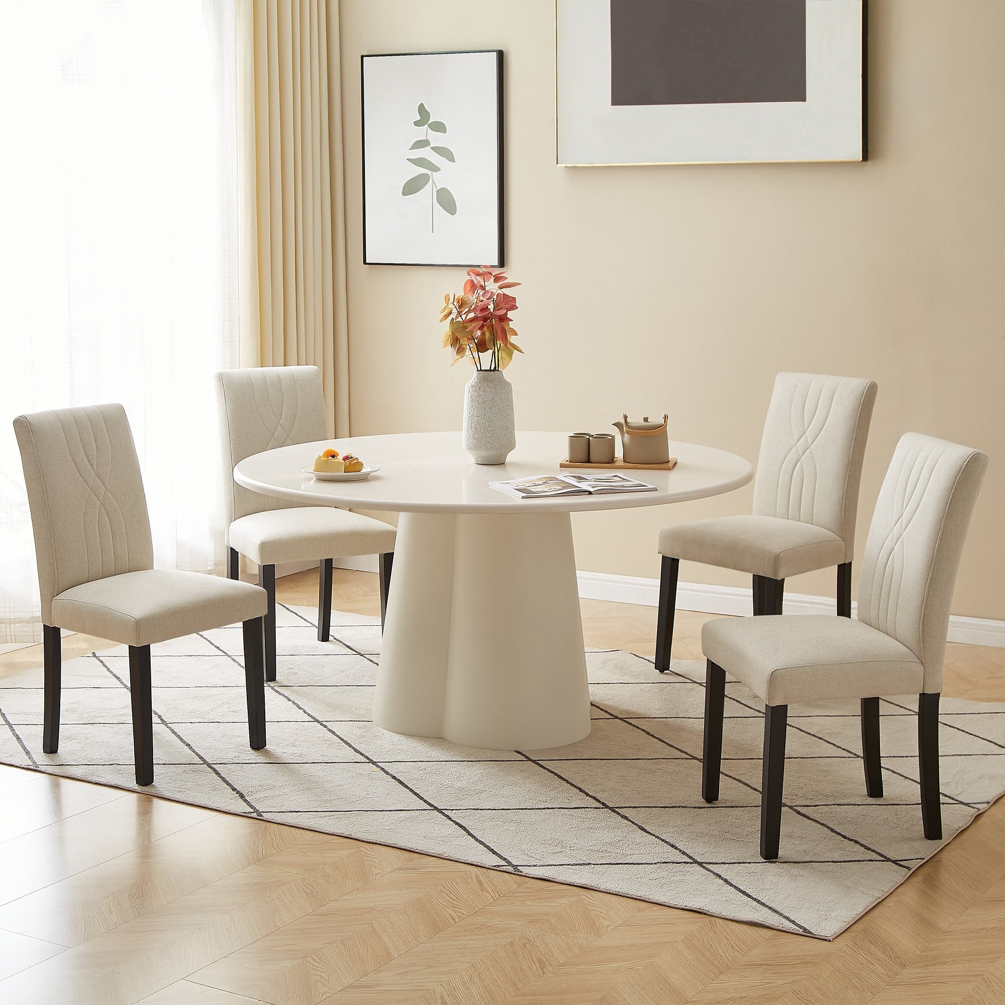 Ubuy White Kitchen Table Chairs Mid Century Modern White Dining