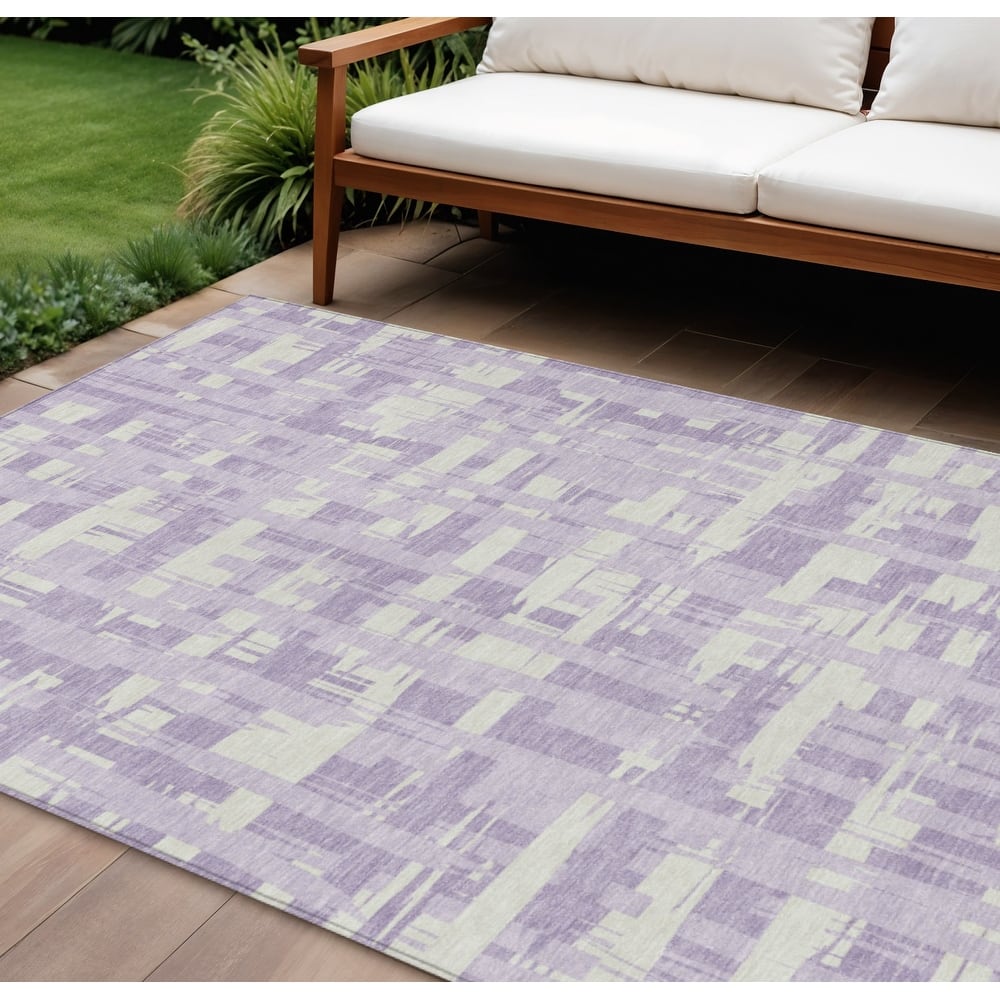HomeRoots Striped Transitional Rectangle Outdoor Rug