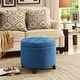preview thumbnail 16 of 48, Copper Grove Chrysanthemum Round Storage Ottoman Blue Fabric
