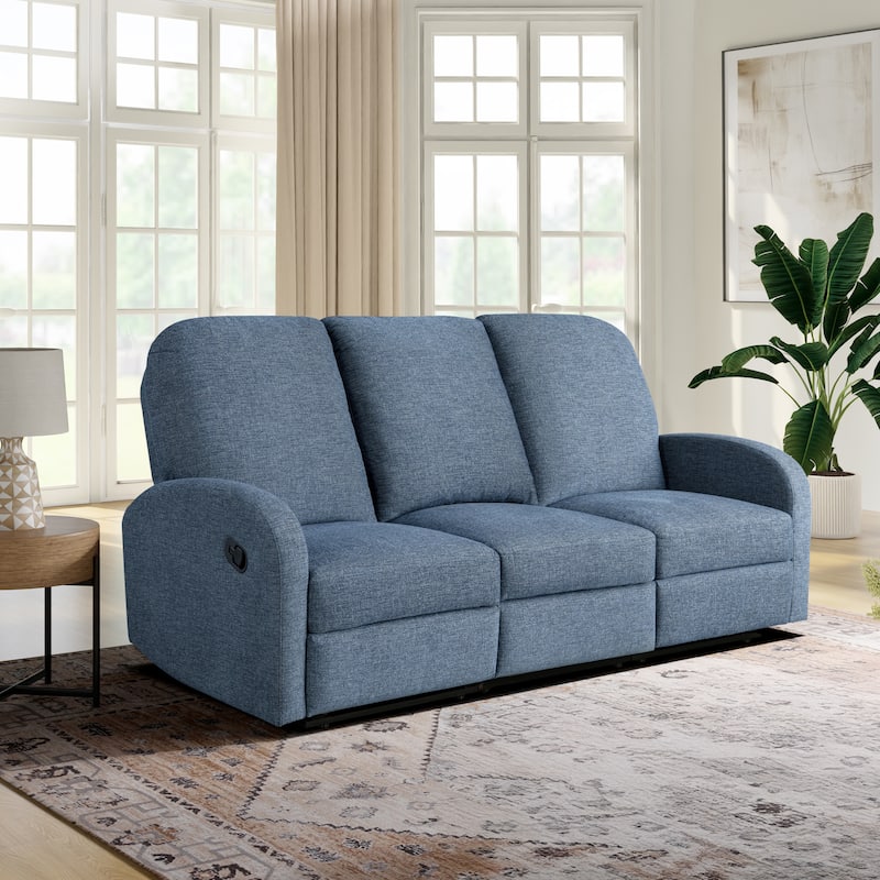 Relax-A-Lounger Parker Reclining Sofa in Woven Polyester Fabric - Blue