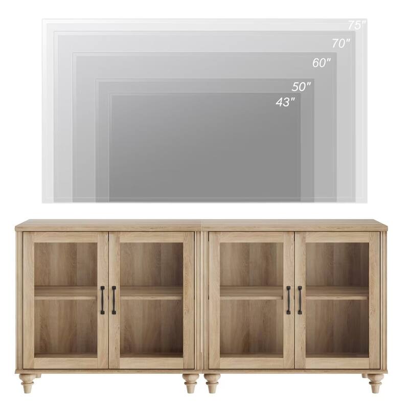 Kitchen Sideboard Buffet Cabinet, Glass Display Cabinet with Storage