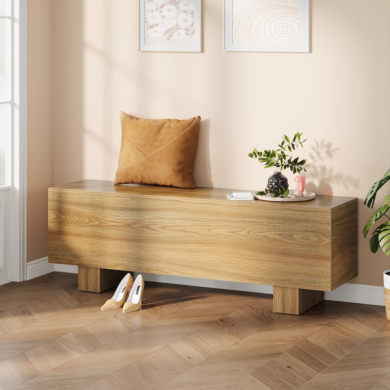 47.2" Entryway Bench, Wooden End of Bed Bench for Bedroom