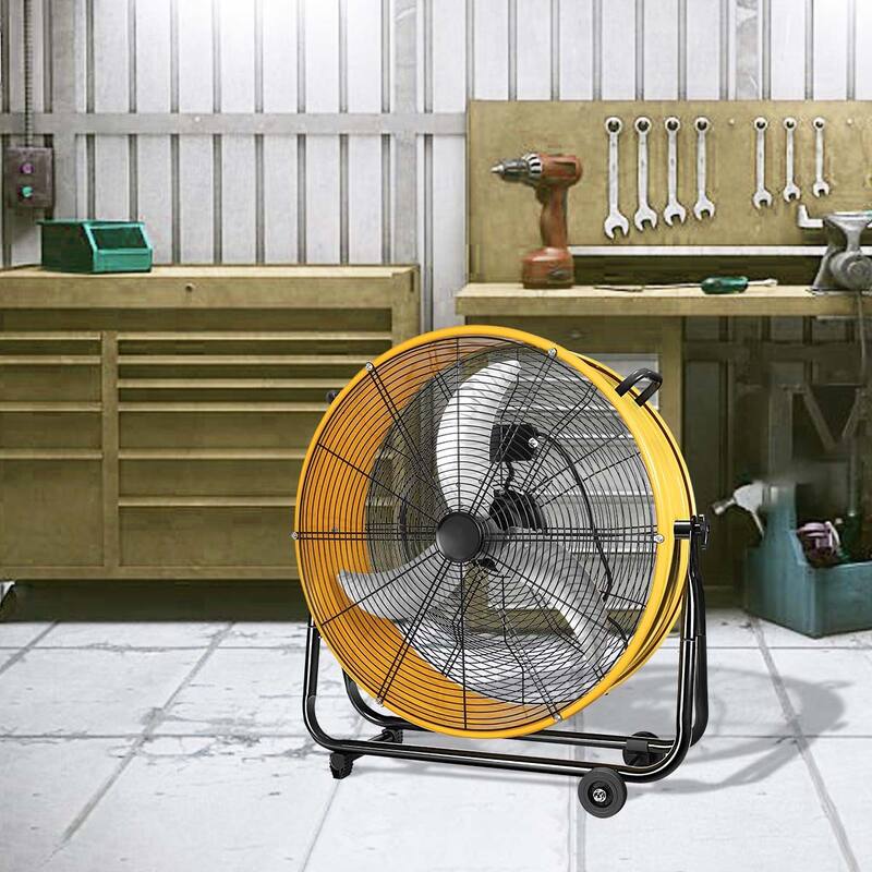 30 in 3 Speed Yellow Heavy Duty Metal Industrial Drum Fan, Air Circulation