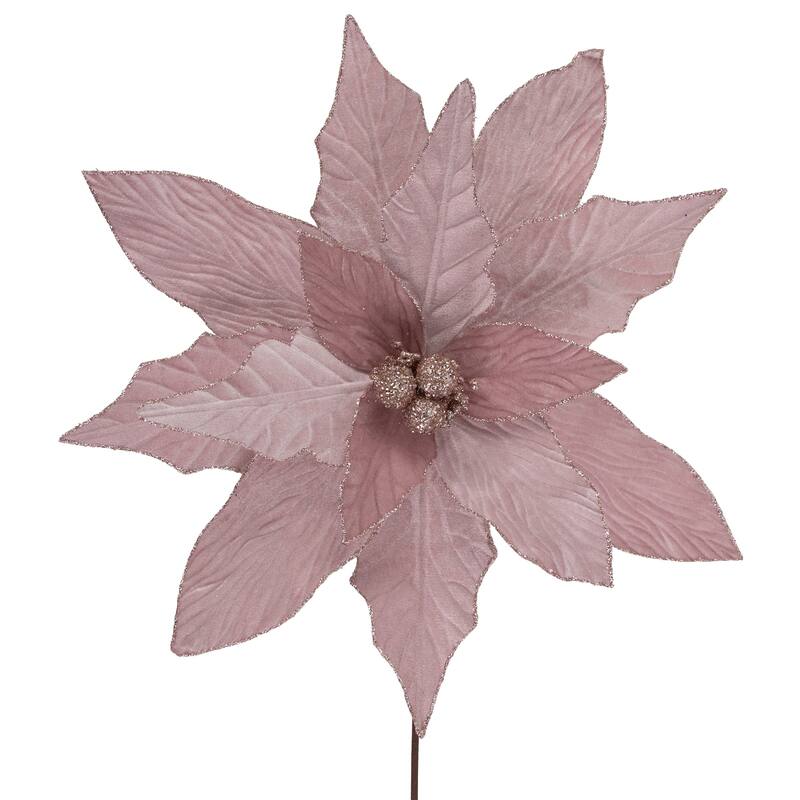 33" Pink Glittered Poinsettia Large Christmas Pick - 33