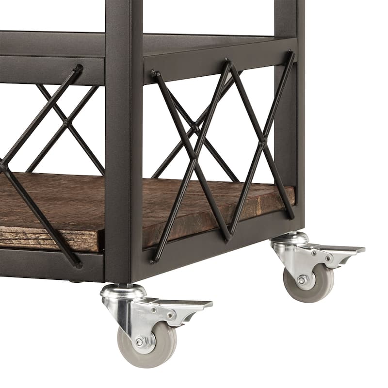 Myra Rustic Serving Cart with Wine Inserts and Removable Tray Top by iNSPIRE Q Classic