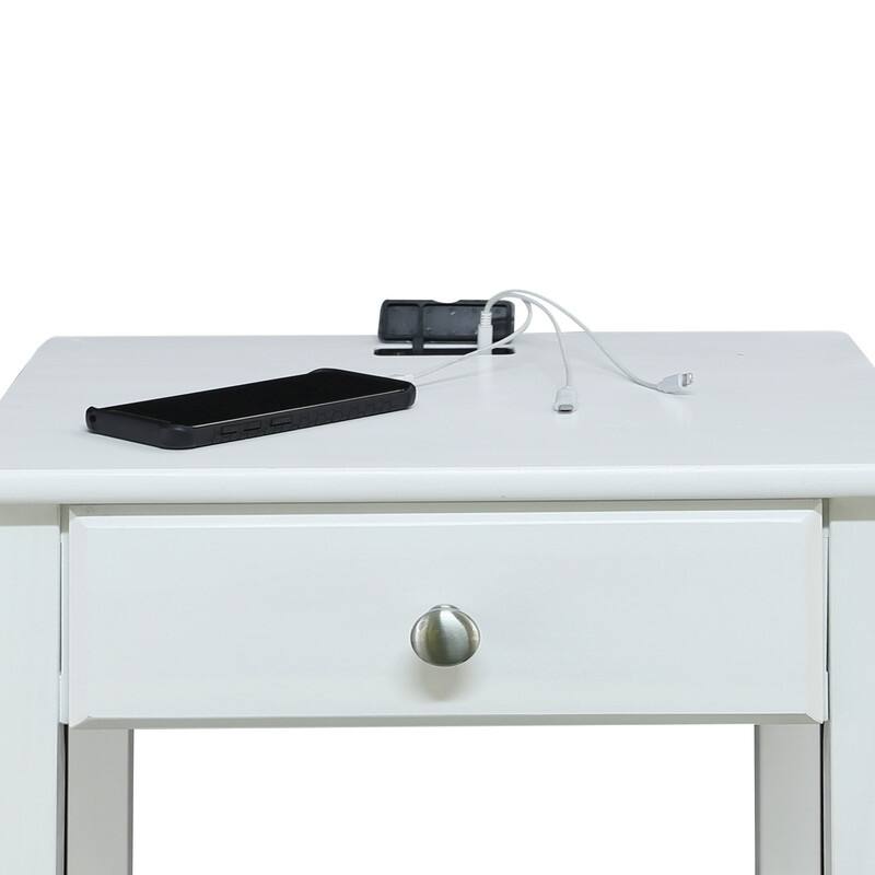 Night Owl 1-drawer Solid Wood Nightstand with USB Ports