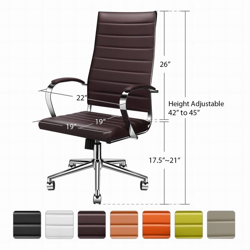 LUXMOD® Office Chair Faux Leather Silver Frame Adjustable and Swivel
