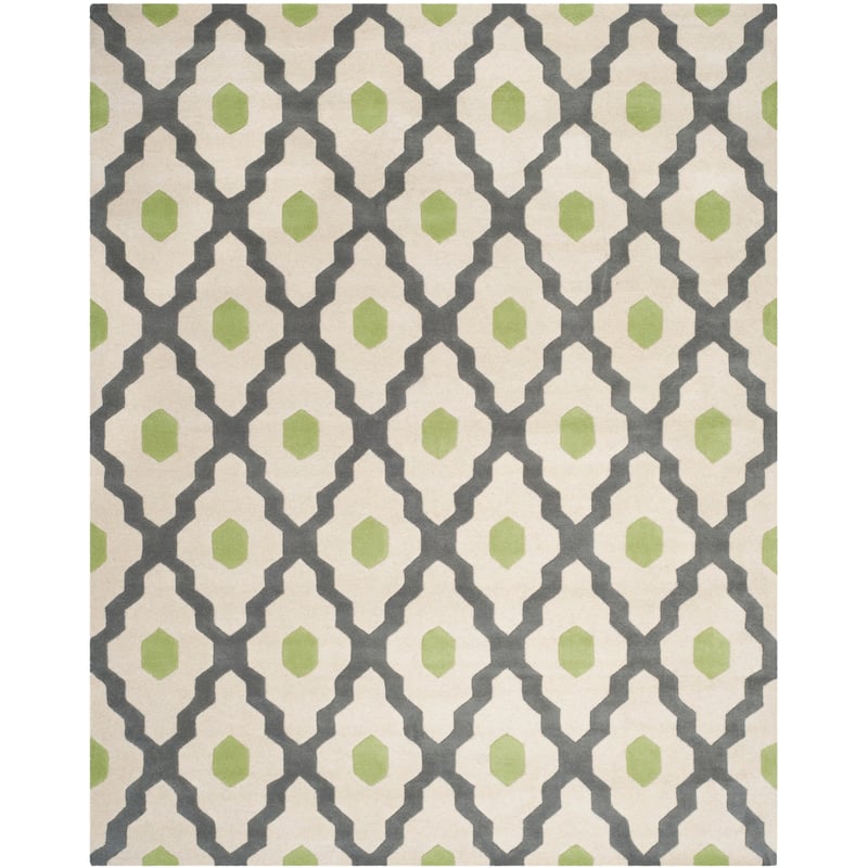 SAFAVIEH Handmade Chatham Sutapa Modern Moroccan Wool Rug - 8' x 10' - Dark Grey/Ivory