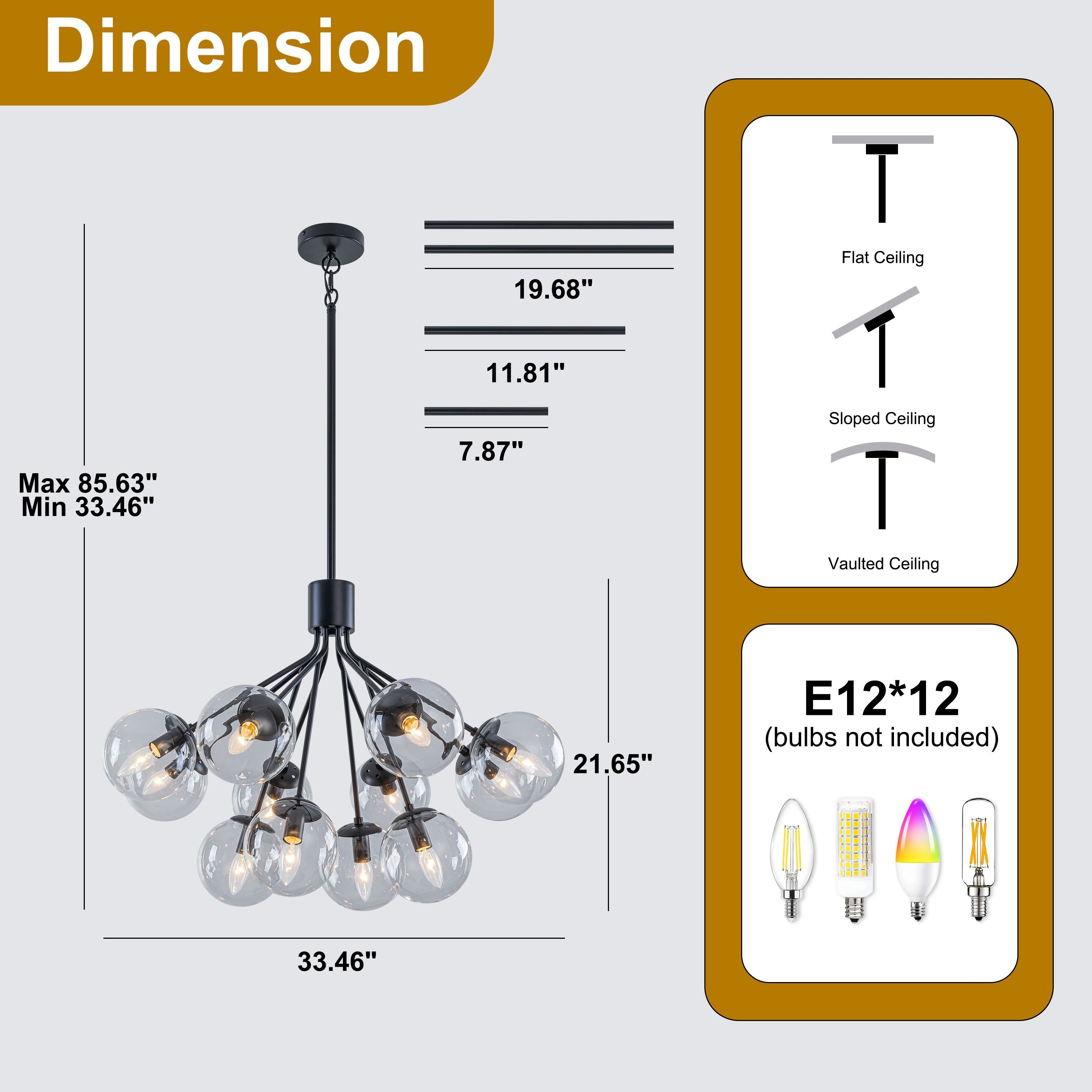 Starsky 12-Light Modern Bubble Seeded Glass Chandelier
