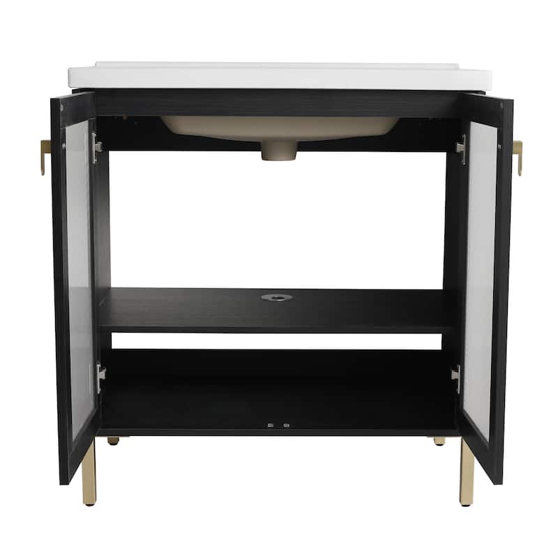 Bathroom Vanity With Sink In 28/32 Inch, Floating/Freestanding Bathroom Vanity With Soft Close Door