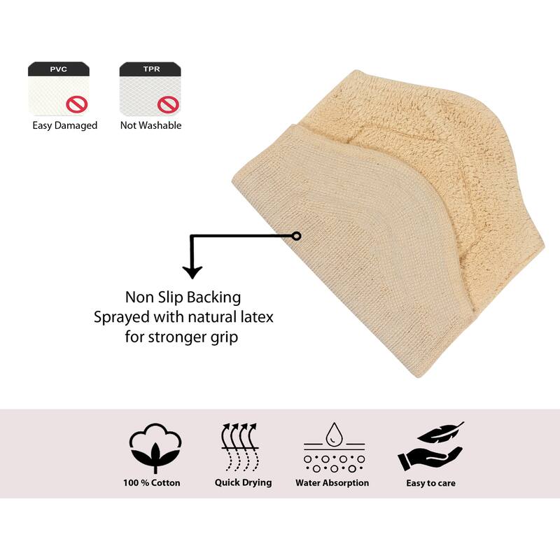 Waterford Collection 100% Cotton Non-Slip Bathroom Rug Set, Machine Washable Bath Rug, 5 Piece Bath Mat Set with Contour