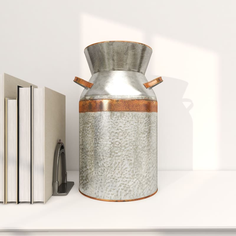 Gray Metal Milk Can Vase