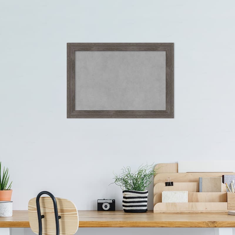 Amanti Art Pinstripe Lead Grey Framed Magnetic Board