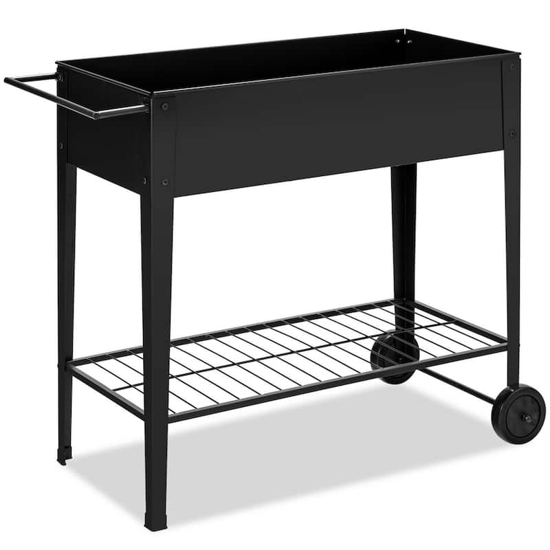 Gymax Raised Garden Bed Elevated Planter Box on Wheels Steel Planter - 38'' X 16'' X 32.5''