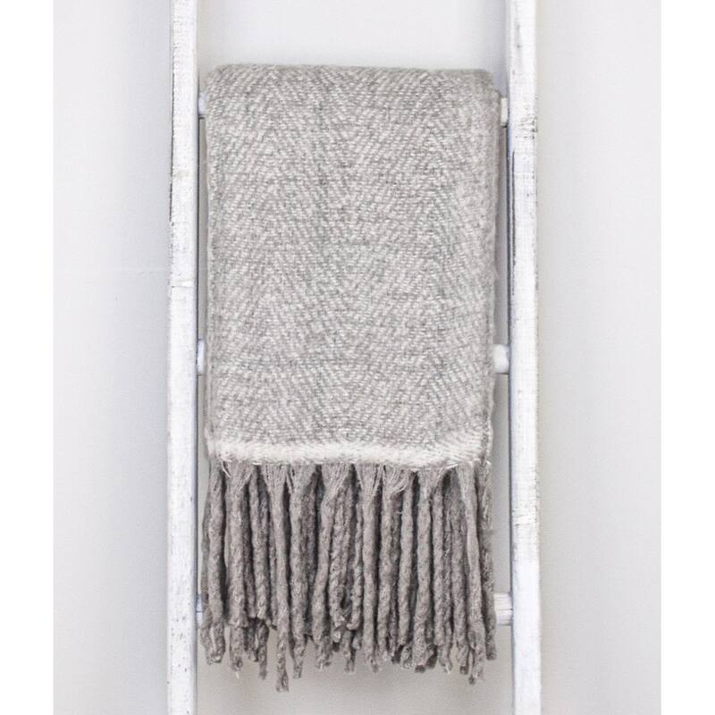 Supreme Soft Pink and White Herringbone Handloomed Throw Blanket