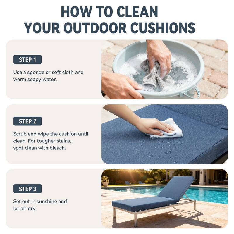 Gymojoy 72x22x3.5 Inch Outdoor Chaise Lounge Cushion, Waterproof Patio & Pool Chair Cushion with Removable Cover